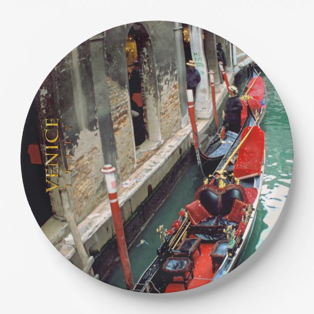 Gondolas on a Venetian canal Paper Plate (Front)