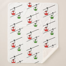 Gondolas rouges et verts sur couverture blanche