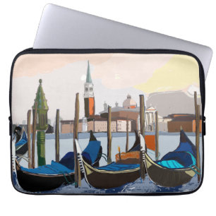 Gondolas Tethered by St Marks Square Venice Laptop Sleeve