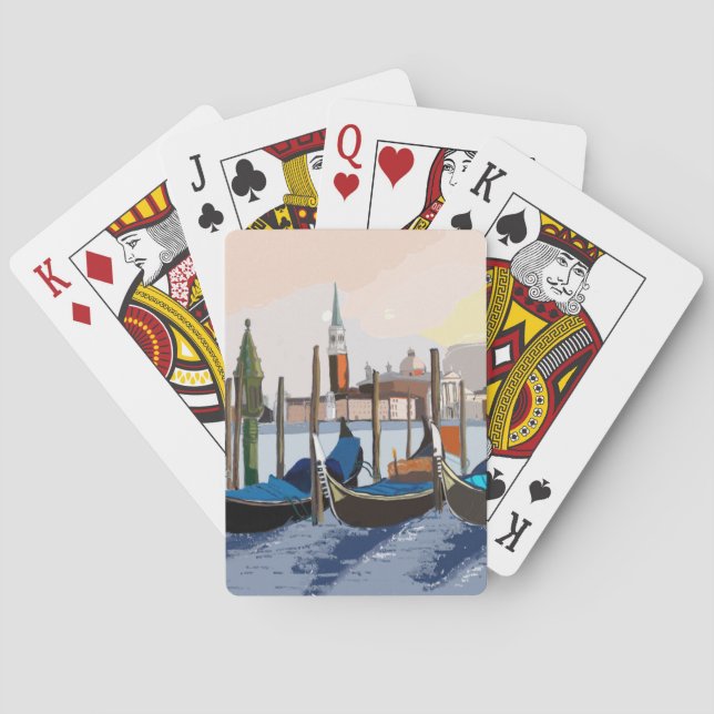 Gondolas tethered by St Marks Square Venice Playing Cards (Back)