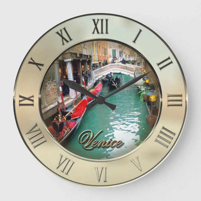 Gondolas- Venice, Italy Large Clock (Front)