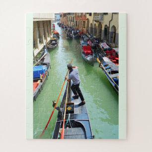 Gondolier and gondolas in Venice Jigsaw Puzzle