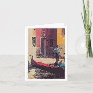 "Gondolier et joueur d'Accordian carte à Venise"