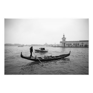 Gondolier Venice Italy black and white landscape P Photo Print