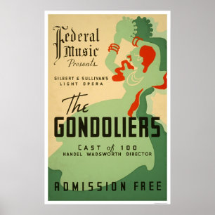 Gondoliers Opera 1937 WPA Poster