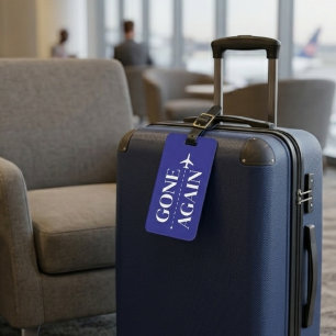 Gone Again Navy Blue Minimalist Airplane Travel Luggage Tag