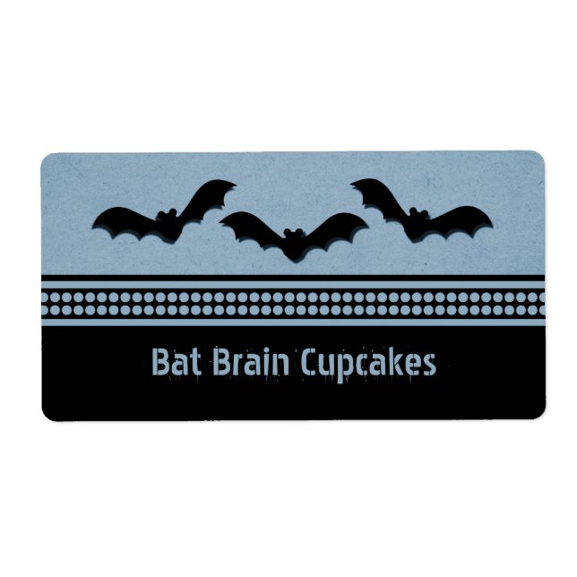 Gone Batty Halloween Baking Labels, Light Blue (Front)