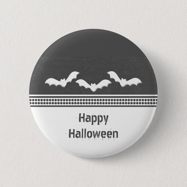 Gone Batty Halloween Button, Dark Grey 2 Inch Round Button (Front)