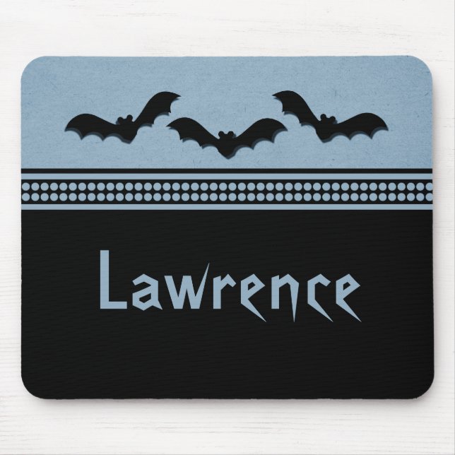 Gone Batty Halloween Mousepad, Light Blue Mouse Pad (Front)