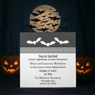 Gone Batty Halloween Party Invite, Dark Grey Invitation