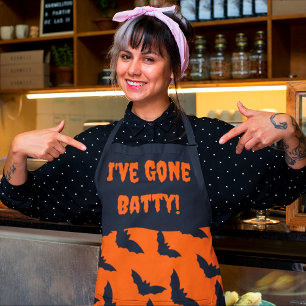 Gone Batty! Orange and Black Halloween  Apron