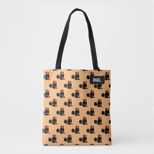 Gone Bowling with Ball and Ninepins motif, custom Tote Bag (Front)