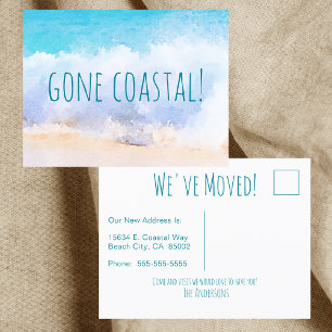 Gone Coastal New Home We've Moved Announcement Postcard
