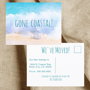 Gone Coastal New Home We've Moved Announcement Postcard