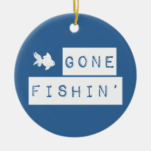 Gone Fishin' (custom colours) Ceramic Ornament