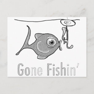 Gone Fishin' Funny Postcard