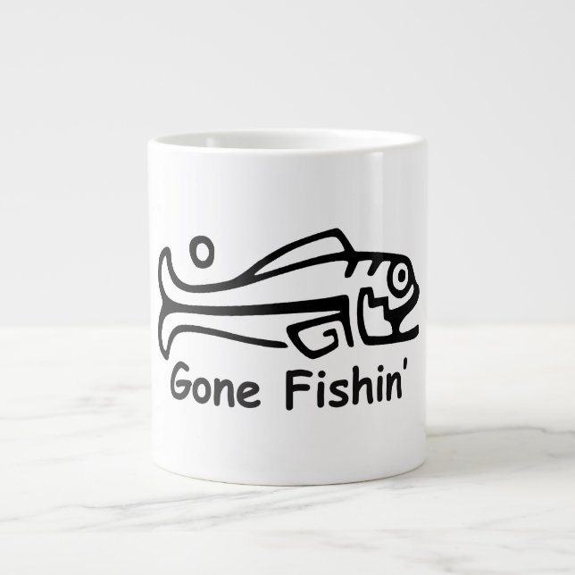 Gone Fishin' Large Coffee Mug (Front)