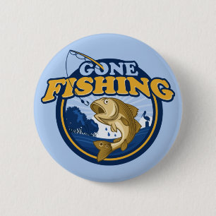 Gone Fishing 2 Inch Round Button