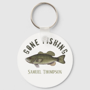 Gone Fishing Bass Fish Modern Fisherman Coffee Cof Keychain