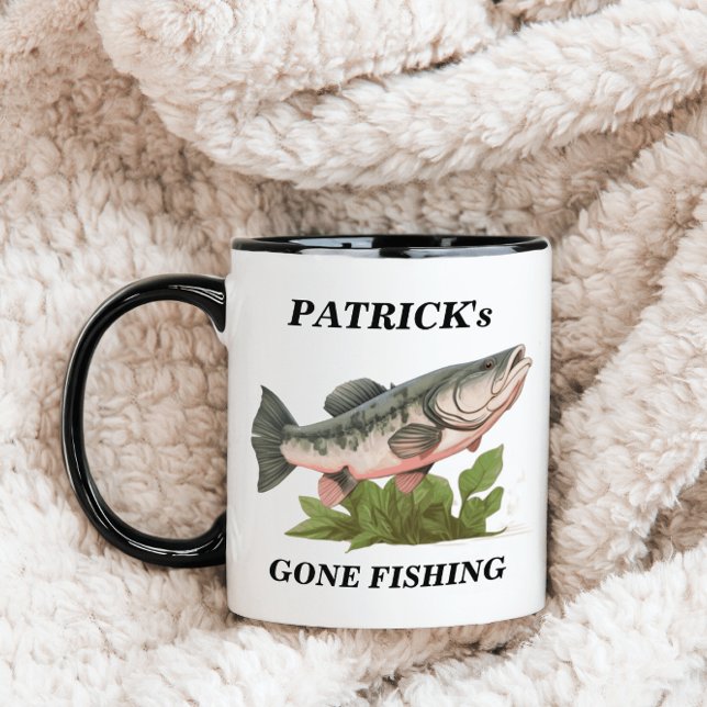 Gone Fishing Bass Fish Modern Fisherman Mug (Creator Uploaded)