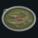 Gone Fishing Belt Buckle Coho Salmon Fish Buckles<br><div class="desc">Fishing Belt Buckle Wild Animals Fish Buckles Spirit Animals Belt Buckles Coho Salmon Fish Gifts for Men Women, Boys & Girls Fisherman's Belt Buckles Click "Customize" to Add Text, Choose Font, Custom Belt Buckle Colours BC Wildlife Salmon Conservation Accessories, Keepsakes Fishing Gifts BC Coho Salmon Art & Design by Canadian...</div>