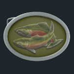 Gone Fishing Belt Buckle Coho Salmon Fish Buckles<br><div class="desc">Fishing Belt Buckle Wild Animals Fish Buckles Spirit Animals Belt Buckles Coho Salmon Fish Gifts for Men Women, Boys & Girls Fisherman's Belt Buckles Click "Customize" to Add Text, Choose Font, Custom Belt Buckle Colours BC Wildlife Salmon Conservation Accessories, Keepsakes Fishing Gifts BC Coho Salmon Art & Design by Canadian...</div>