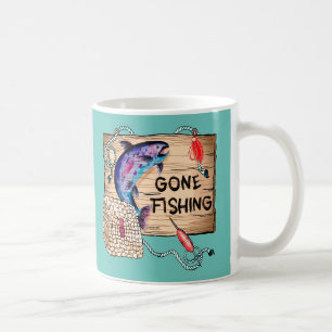 Gone Fishing blue coffee mug