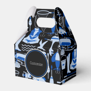 Gone Fishing Blue Pattern Gable Favor Box
