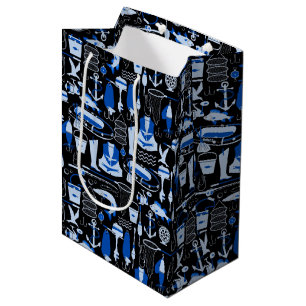 Gone Fishing Blue Pattern Medium Gift Bag