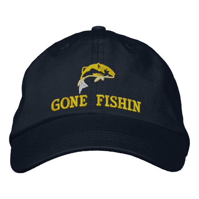 Gone Fishing boat captain Embroidered Hat (Front)