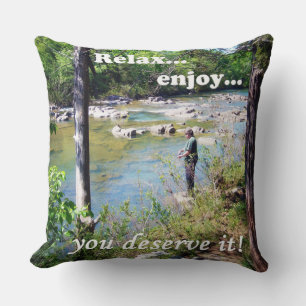 Gone Fishing Card Throw Pillow