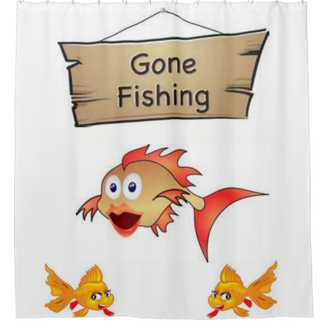 Gone fishing childrens showercurtain (Front)