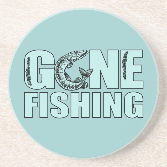 GONE FISHING custom coaster (Front)