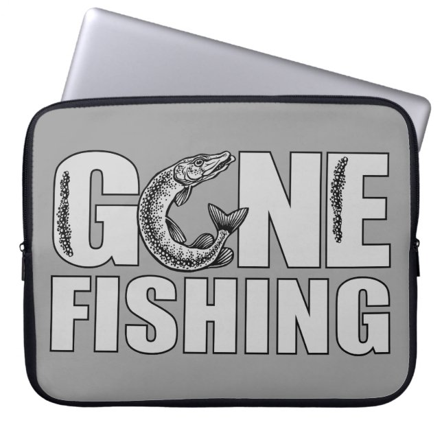 GONE FISHING custom laptop sleeve (Front)