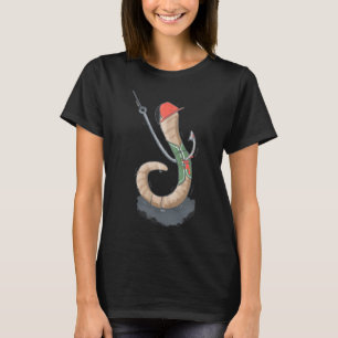 Gone Fishing Cute Worm Hook Illustration T-Shirt