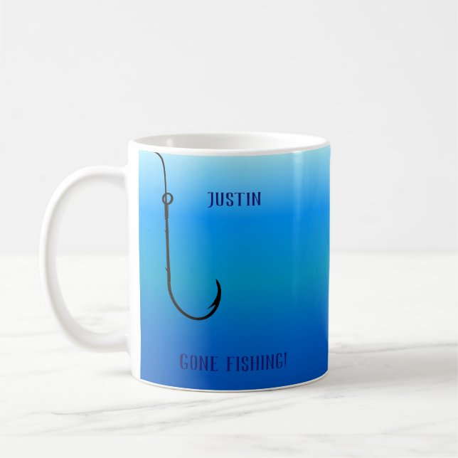 Gone Fishing Fish Hook Coffee Cups Mugs (Left)