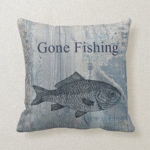 Gone Fishing Fish Throw Pillow