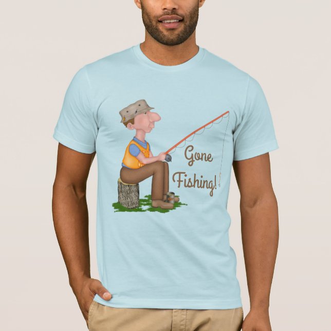 Gone Fishing Fisherman Customize Text T-Shirt (Front)