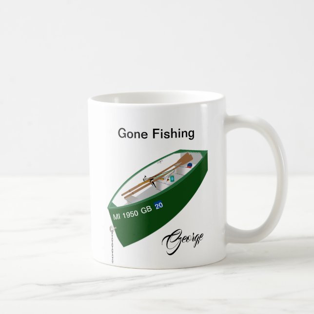 Gone Fishing Fisherman Fishing Camp Boat Rod Mug (Right)