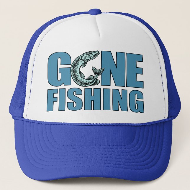 GONE FISHING hat - choose colour (Front)
