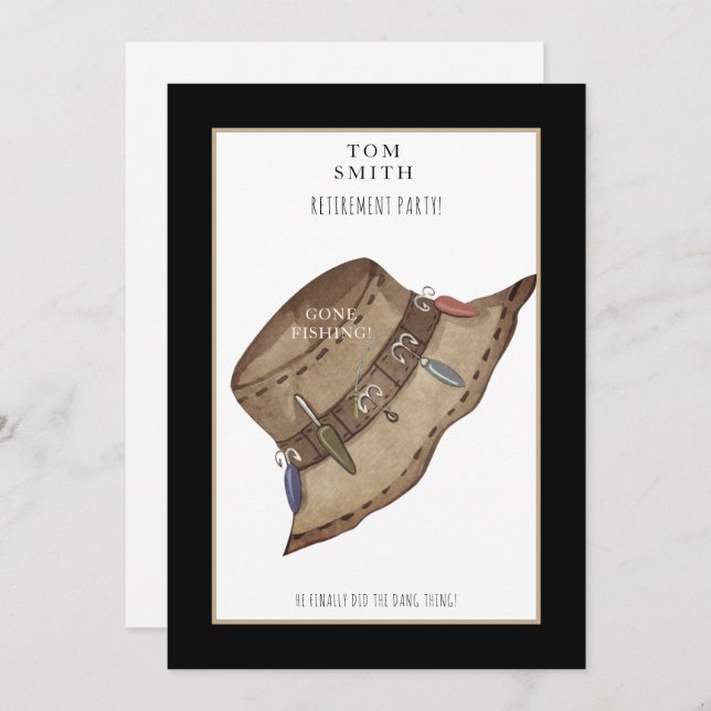 Gone Fishing Hat Retirement Party Invitation (Front/Back)