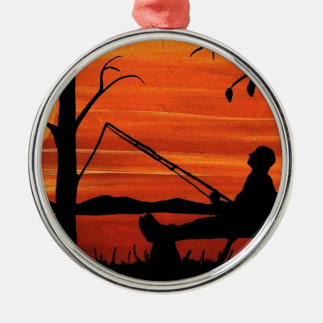 Gone Fishing Metal Ornament (Front)