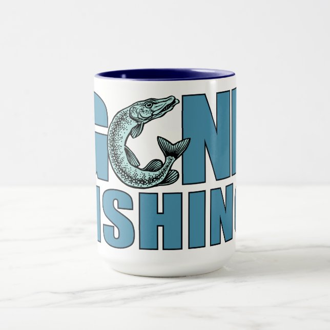 GONE FISHING mug - choose style & colour (Center)