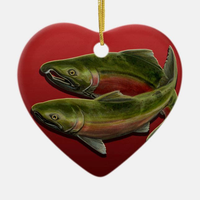 Gone Fishing Ornament Personalized Salmon Gift (Front)