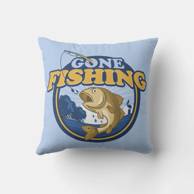 Gone Fishing Outdoor Pillow (Back)