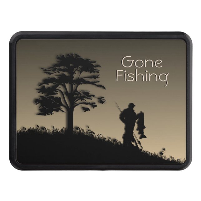 Gone Fishing Personal Fisherman at Dusk Trailer Hitch Cover (Front)