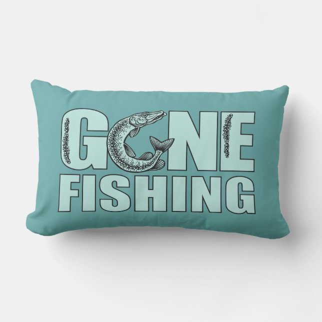 GONE FISHING personnalisé couleur lancer oreiller (Recto)