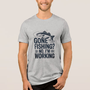 Gone Fishing Quote Bass Fish Vintage Design Tri-Blend Shirt