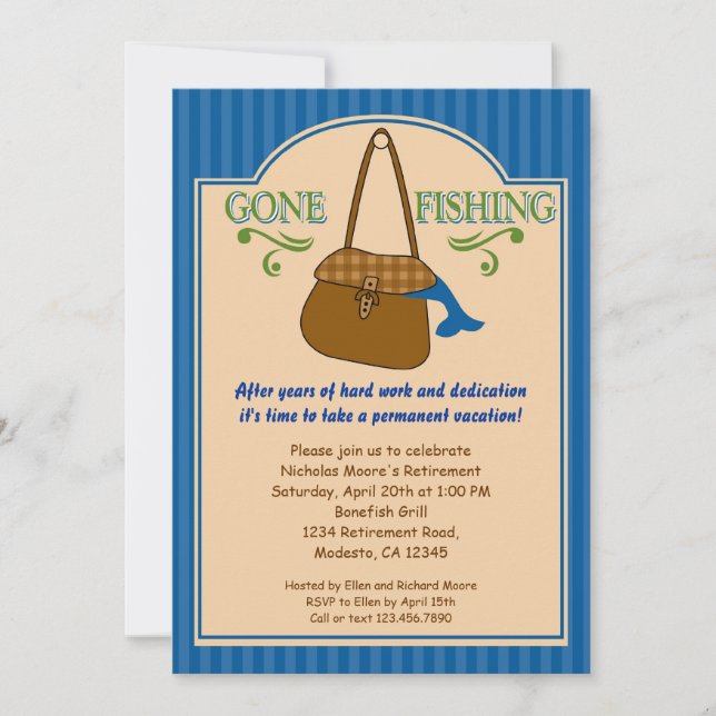 Gone Fishing Retirement Party Invitation (Front)