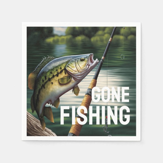 Gone Fishing Retirement Party Supplies Napkin (Front)